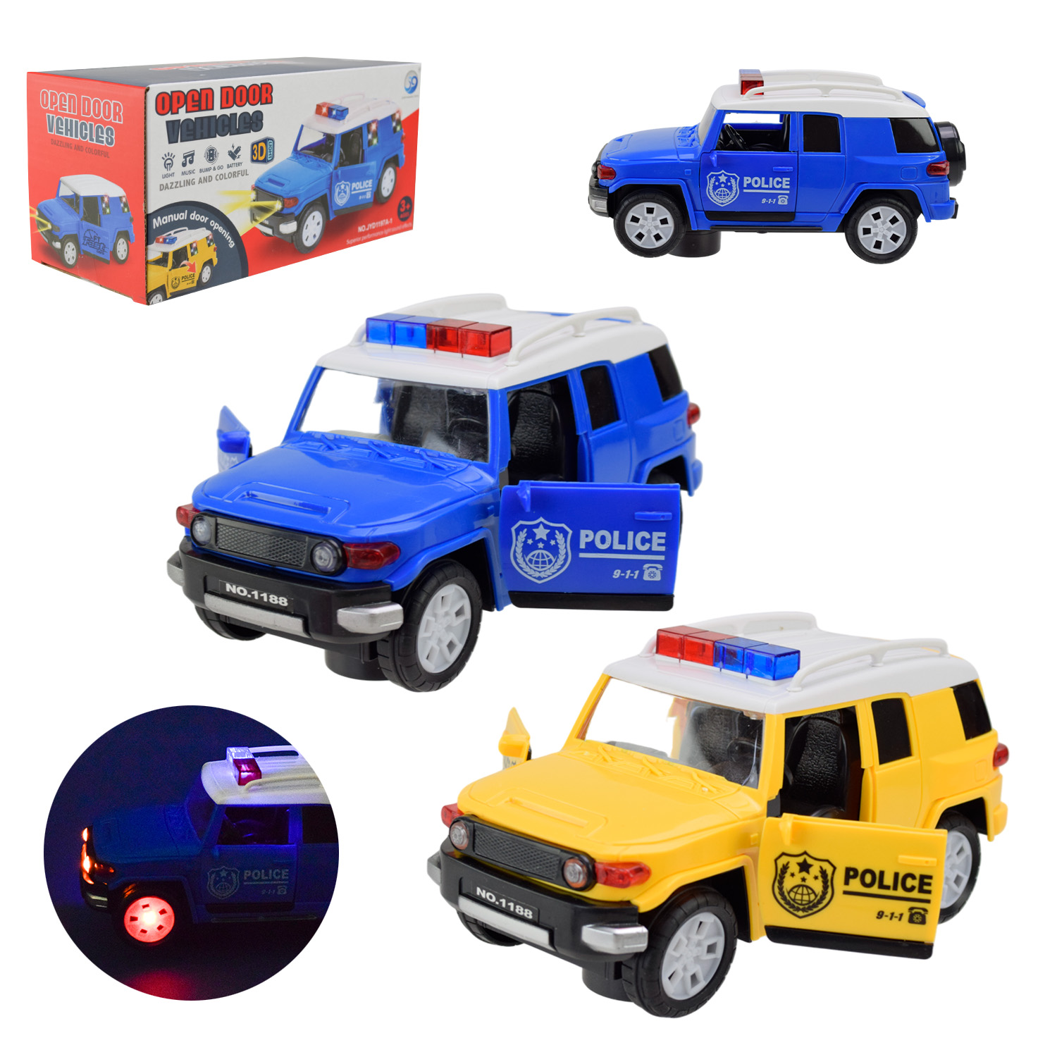 Машина 20,5х10х10 см музична зі звуком і світлом, на батарейці, у коробці 20,5х10х10 см.