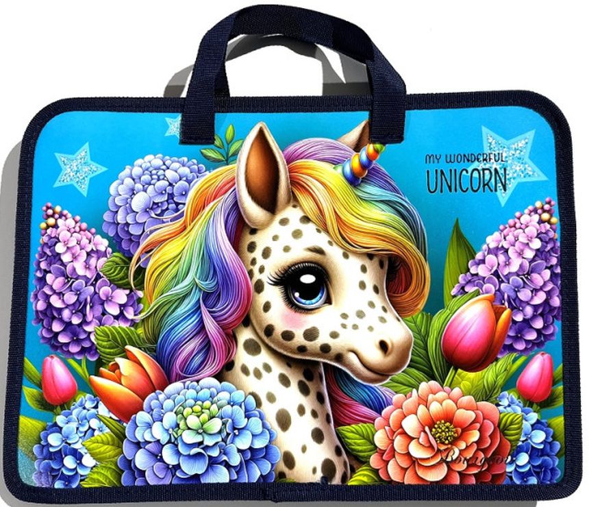 Папка-портфель А4+ на блискавці з кольоровим друком на одне відділення з ручками, ТМ Мандарин