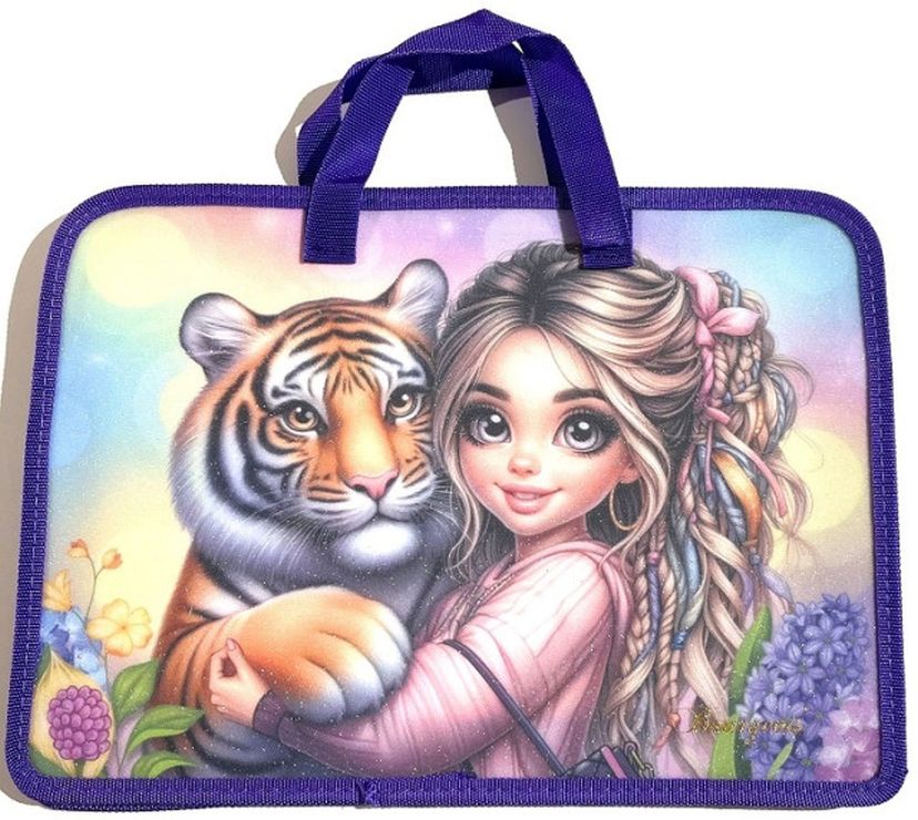 Папка-портфель А4+ на блискавці з кольоровим друком на одне відділення з ручками, ТМ Мандарин