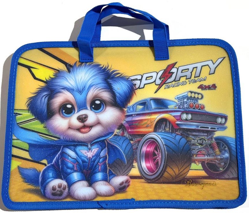 Папка-портфель А4+ на блискавці з кольоровим друком на одне відділення з ручками, ТМ Мандарин