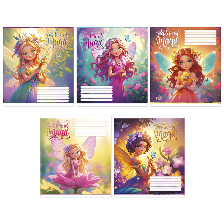 Зошит на 12 аркушів у косу лінію «Квіткова фея» №2643, ТМ Brisk