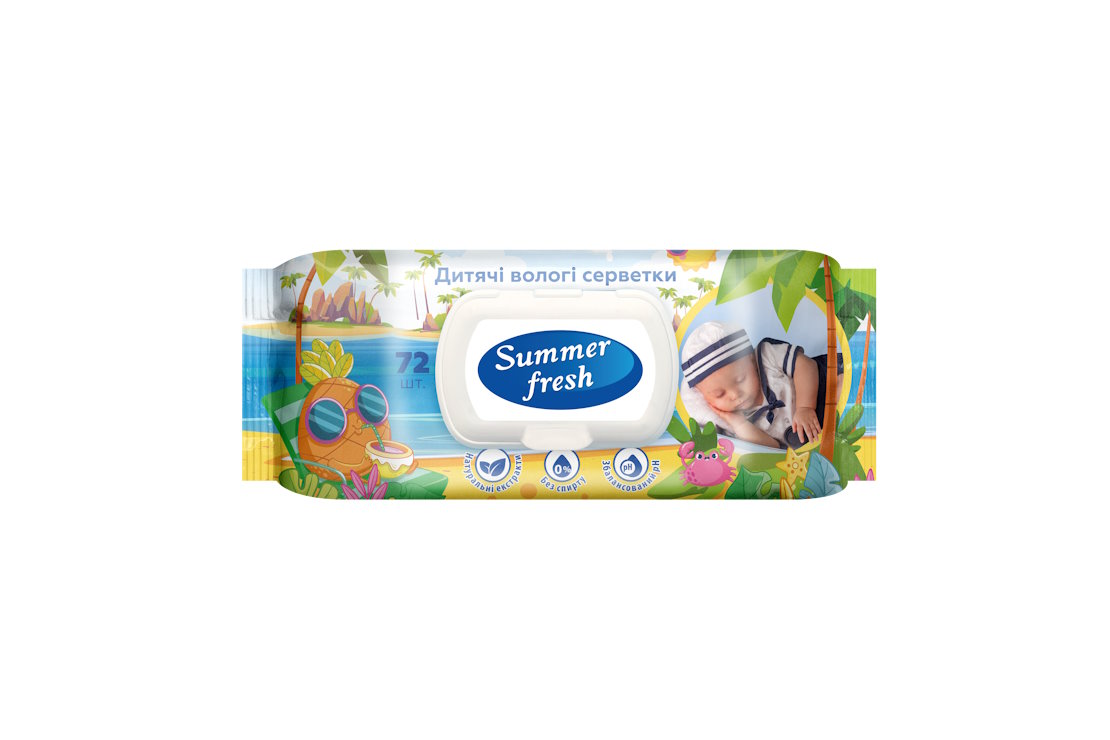 Серветки вологі «Summer Fresh» дитячі, 72 шт