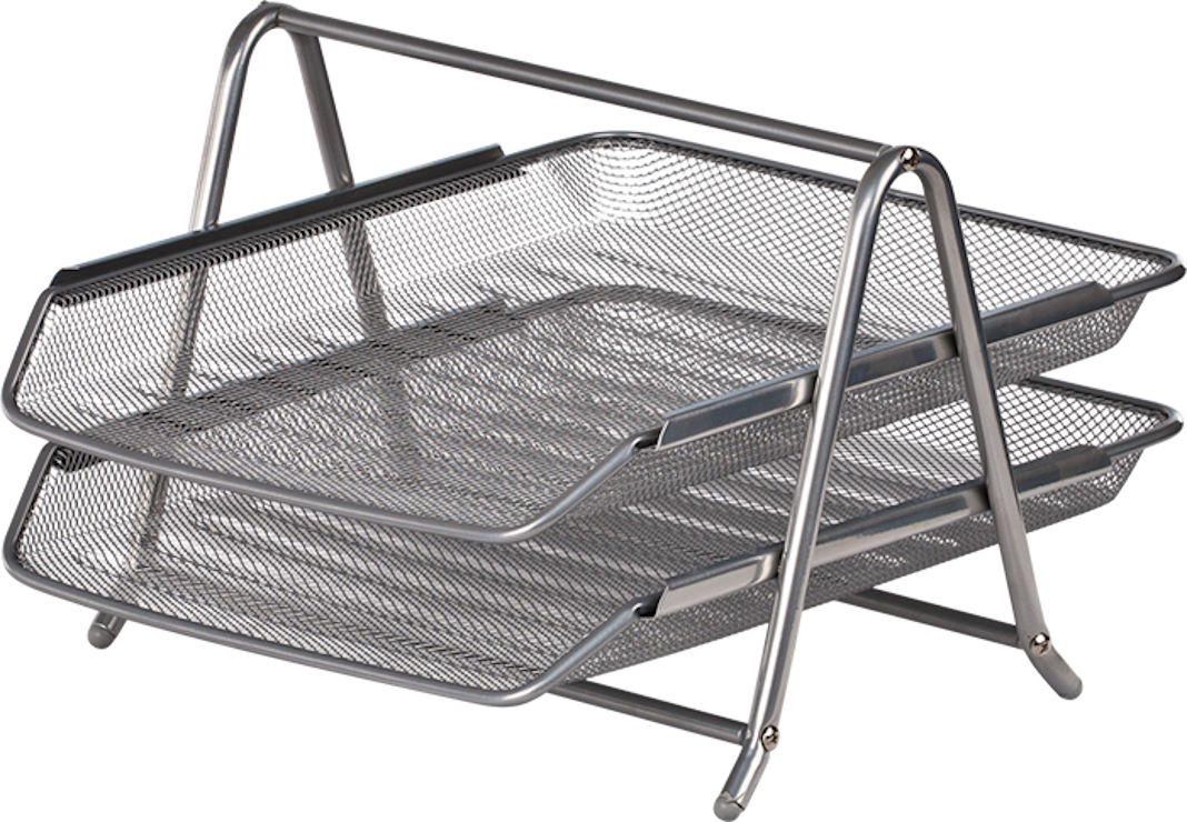 Лоток «2 в 1» для паперів 29,5х35х21 см металевий сріблястий, ТМ Buromax