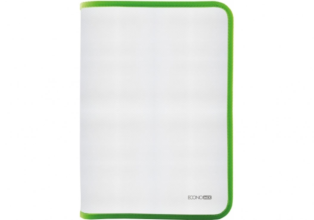 Папка-пенал В5 пластикова на блискавці, текстура «тканина» салатова, ТМ Economix