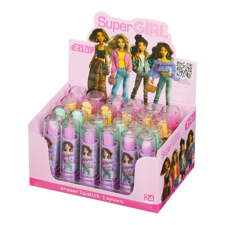 Гумка «Помада SUPER GIRL» 7,5х2х2 см, ТМ ZiBi