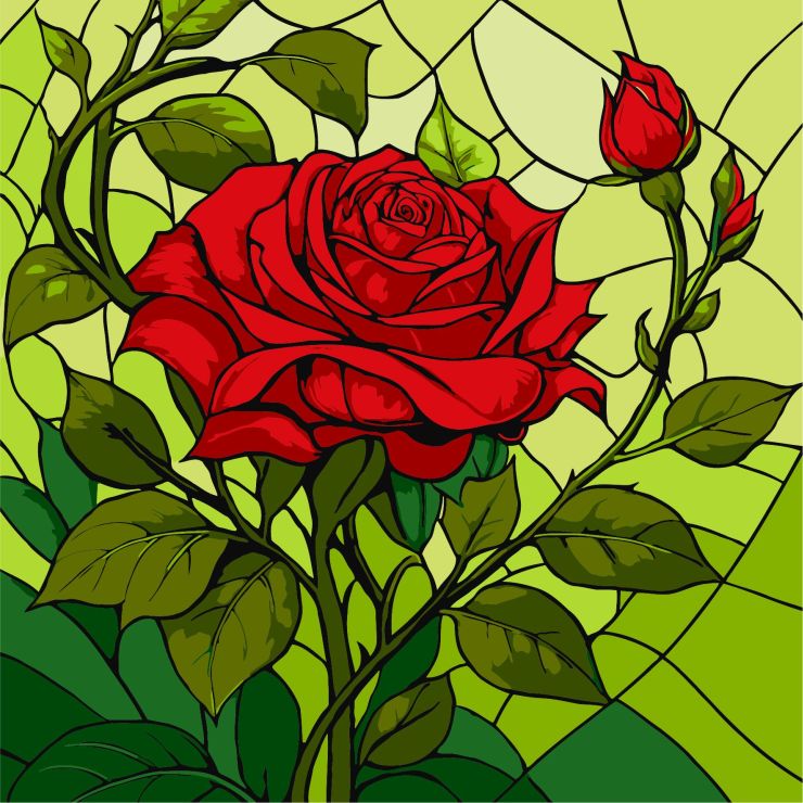 Картина за номерами «Вітраж. Троянда» 30х30 см, ТМ Ідейка