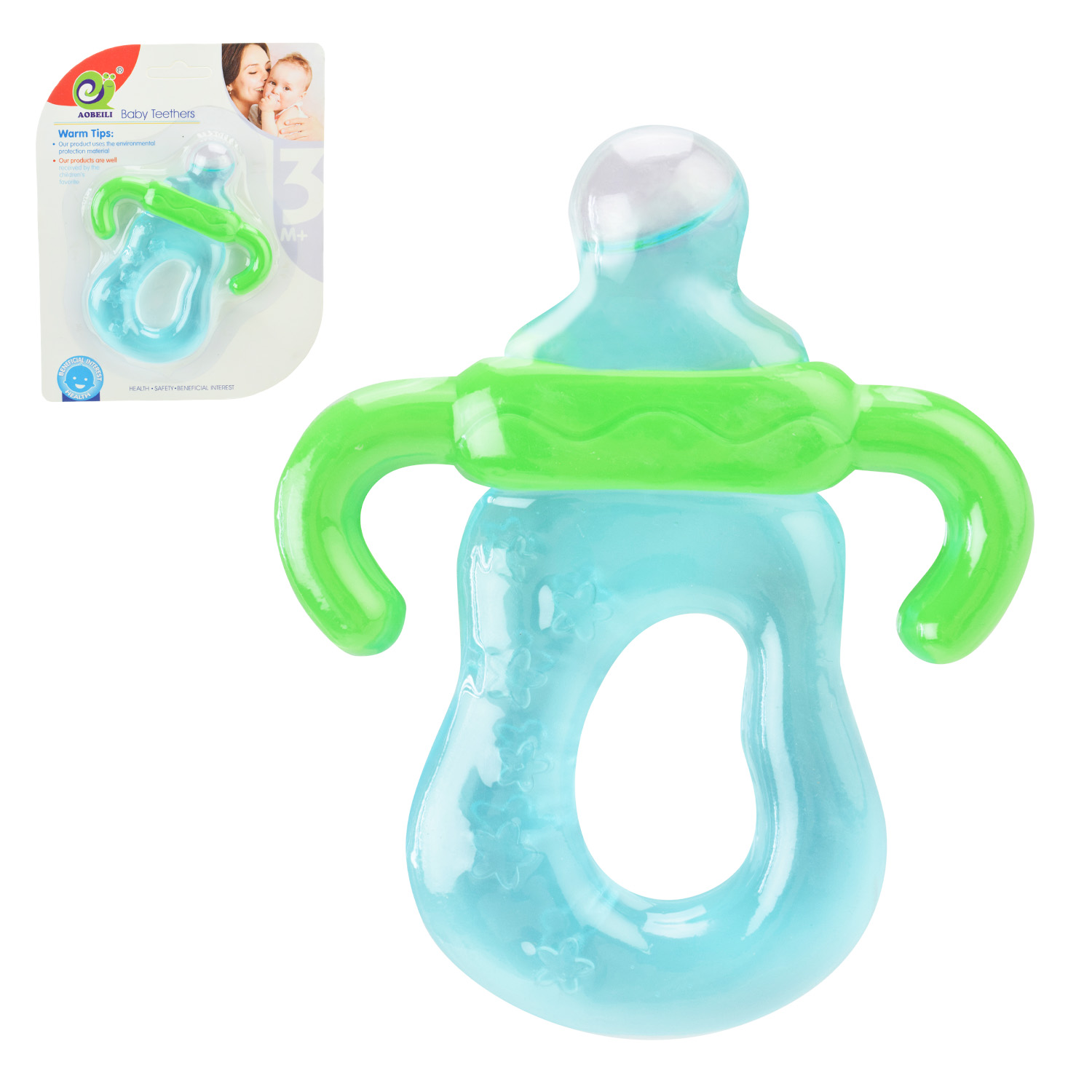 Брязкальце-прорізувач силіконове з рідким наповнювачем, на планшетці 16х11х1,5 см