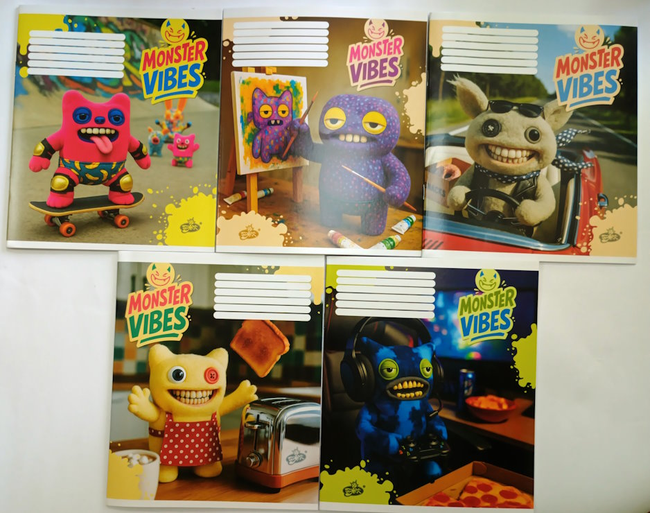 Зошит на 24 аркуші у лінію «Вайбові монстри» №2649, ТМ Brisk