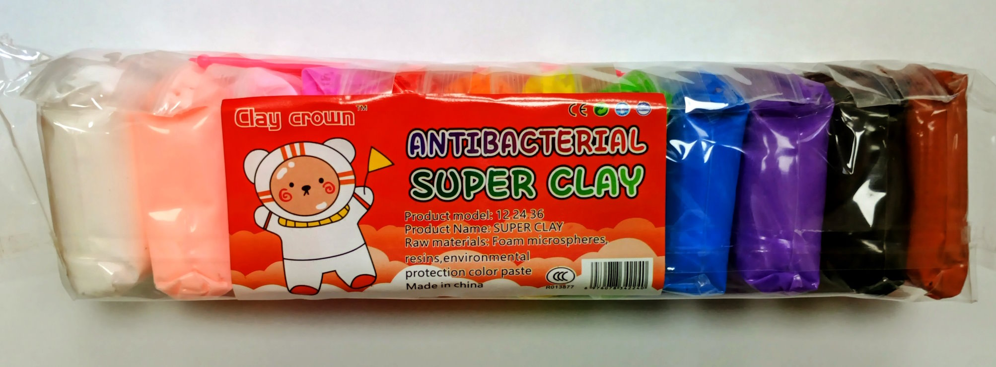 Повітряний пластилін на 12 кольорів зі стеками, 108 г