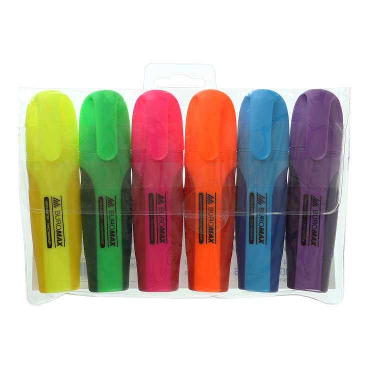 Набір маркерів «Neon» текстових з гумовими вставками, 6 шт 2-4 мм ТМ Buromax