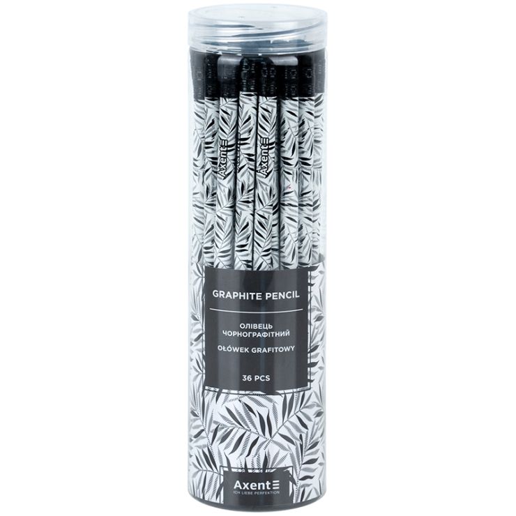 Олівець графітний «Black Leaves» HB, у тубусі, ТМ Axent