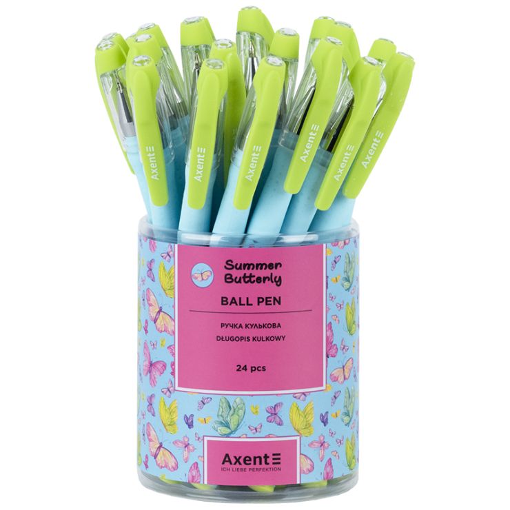 Ручка «Summer Butterfly» кулькова синя, ТМ Axent