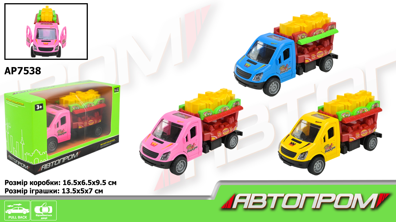 Машина «Вантажівка» з дверима що відчиняються, в асортименті, у коробці 16,5х9,5х6,5 см, Автопром