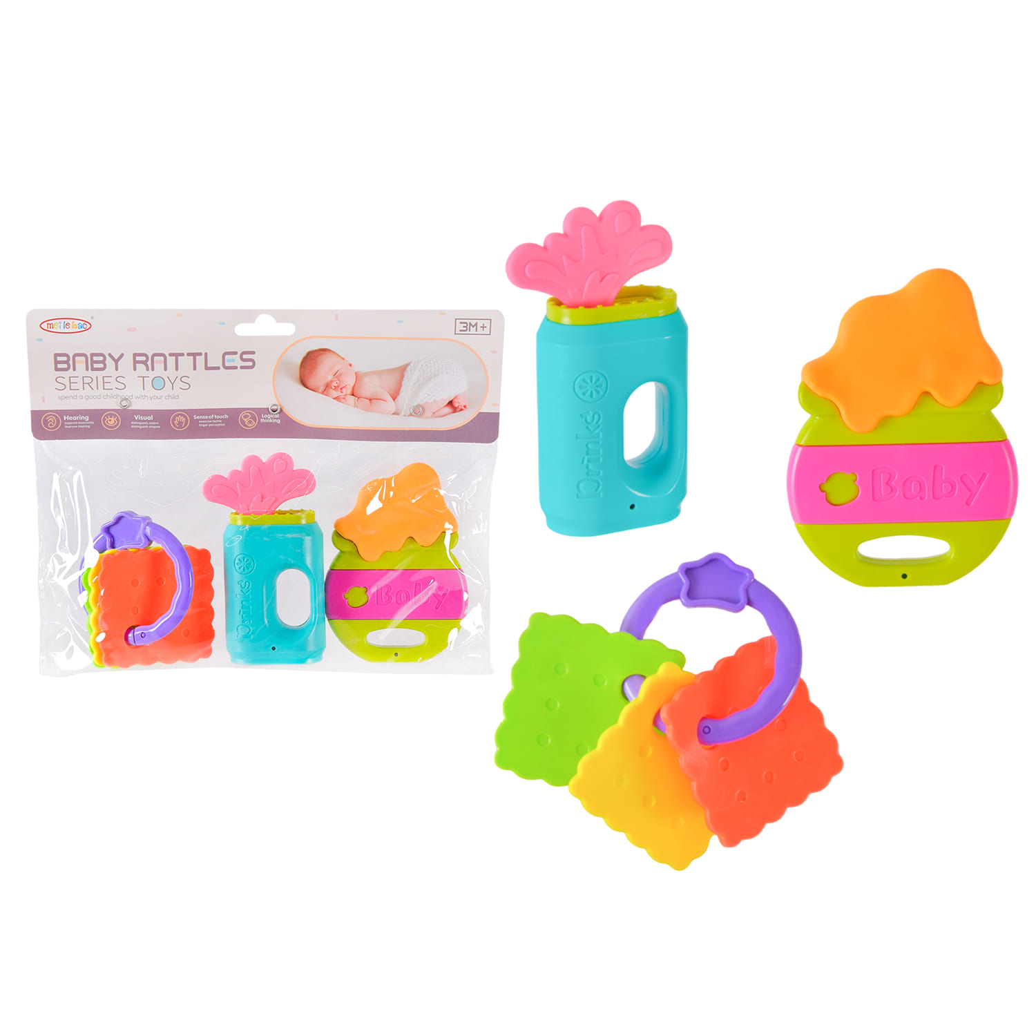 Брязкальце-прорізувач з м'якими силіконовими частинами, у пакеті 21х17см