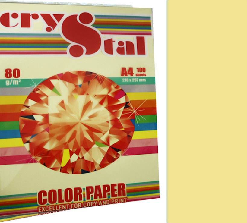 Папір кольоровий А4 100 аркушів 80 г/м2, світло-жовтий, SPECTRA COLOR