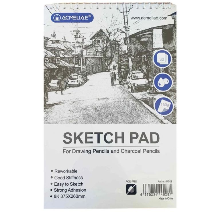Скетчбук «Acmeliae» 37,5х26 см на 30 аркушів 150 г/м2 на спіралі зверху, ТМ Acmeliae
