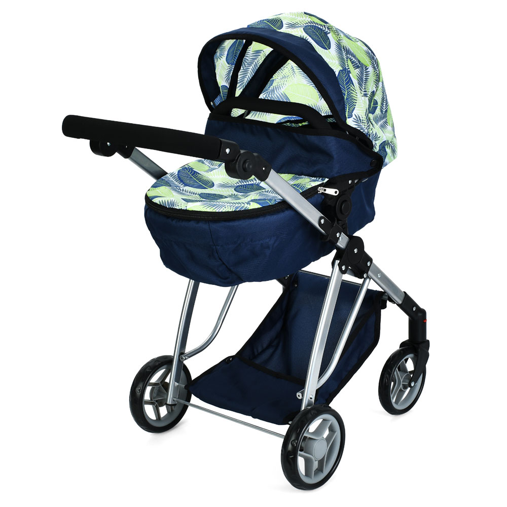 Коляска-трансформер для ляльки 61х40х74 см металева з люлькою 52х29х12 см, регульованою ручкою з EVA та кошиком, у коробці 35х44х16 см