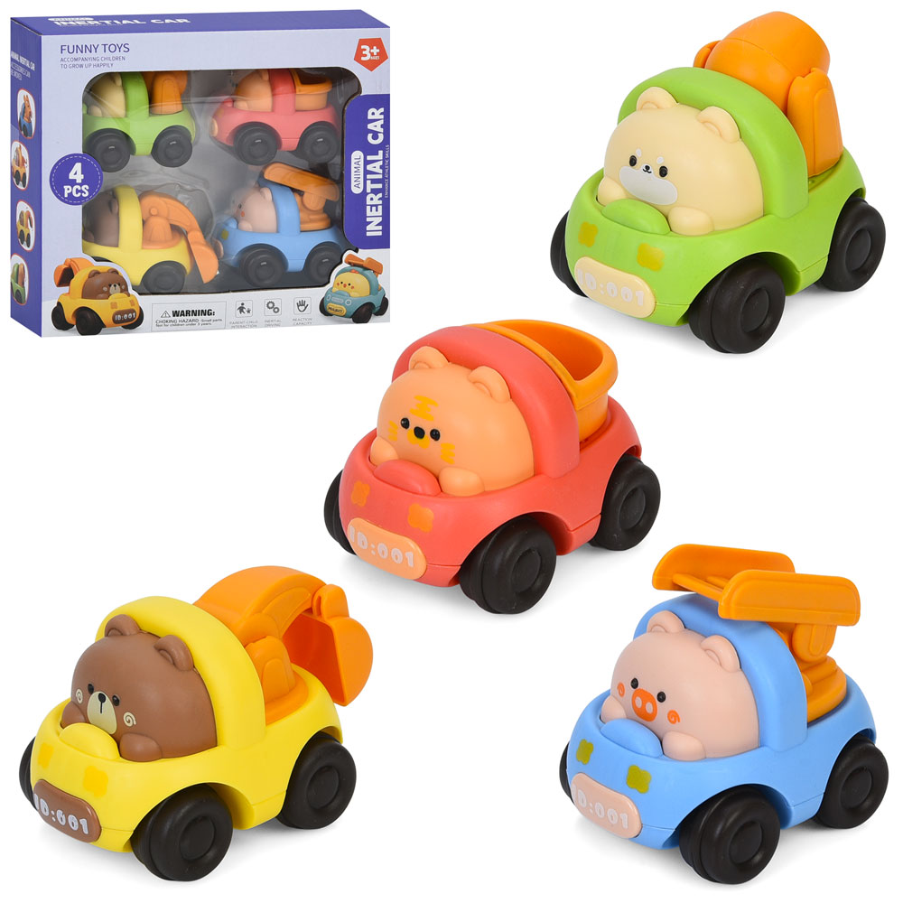 Ігровий набір «Будтехніка» з 4 інерційних машинок по 8 см з рухомими деталями, у коробці 20,5х18х6,5 см