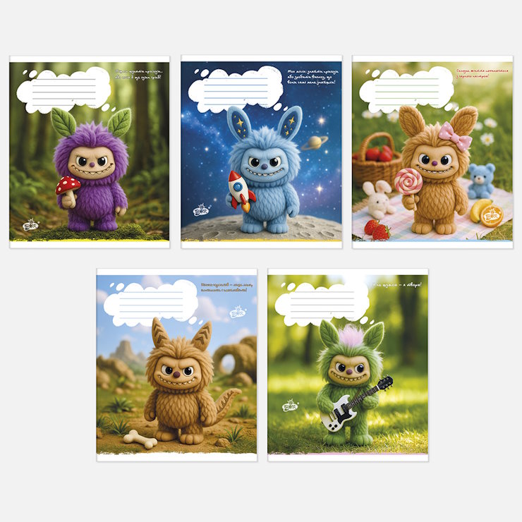 Зошит на 12 аркушів у клітинку «Монстрики без правил» №2646, ТМ Brisk