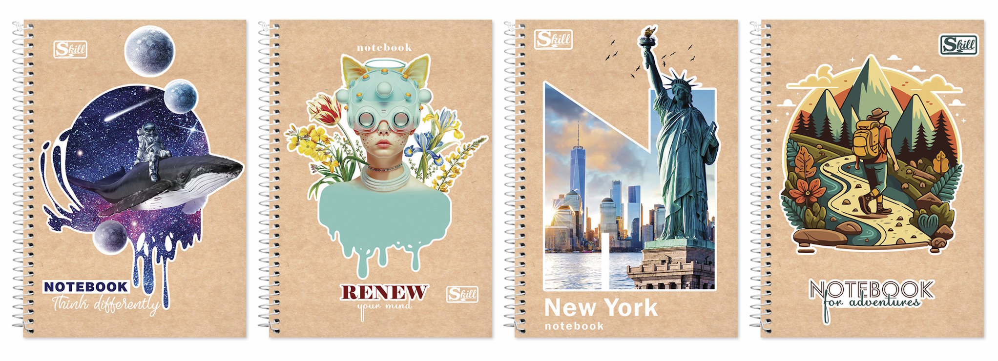 Блокнот «SKILL» А5 у клітинку на 96 аркушів на спіралі збоку з картонною обкладинкою, №1580, ТМ Brisk