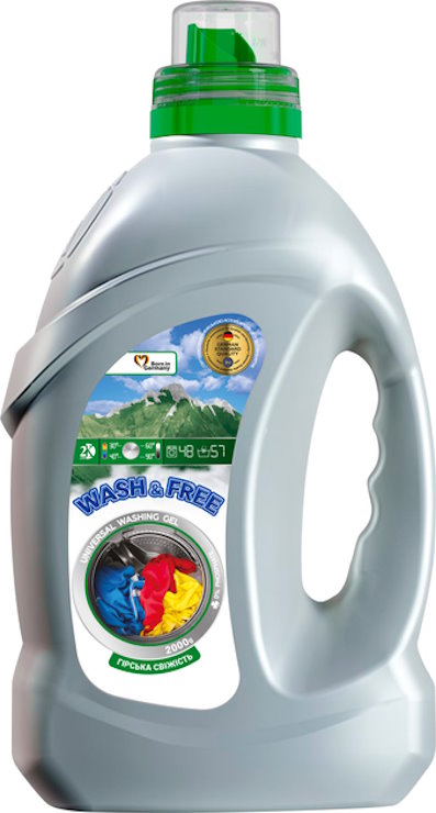 Гель для прання «Universal. Гірська свіжість» 2 л, WASH&FREE