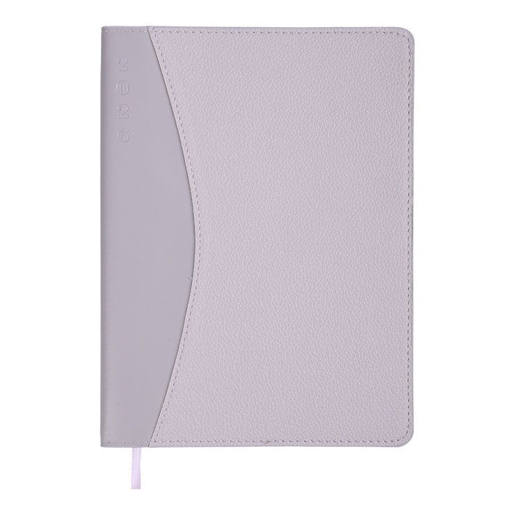 Щоденник датований «AURORA 2026» A5 на 336 сторінок з обкладинкою зі шкірзаму, бузковий, ТМ Buromax