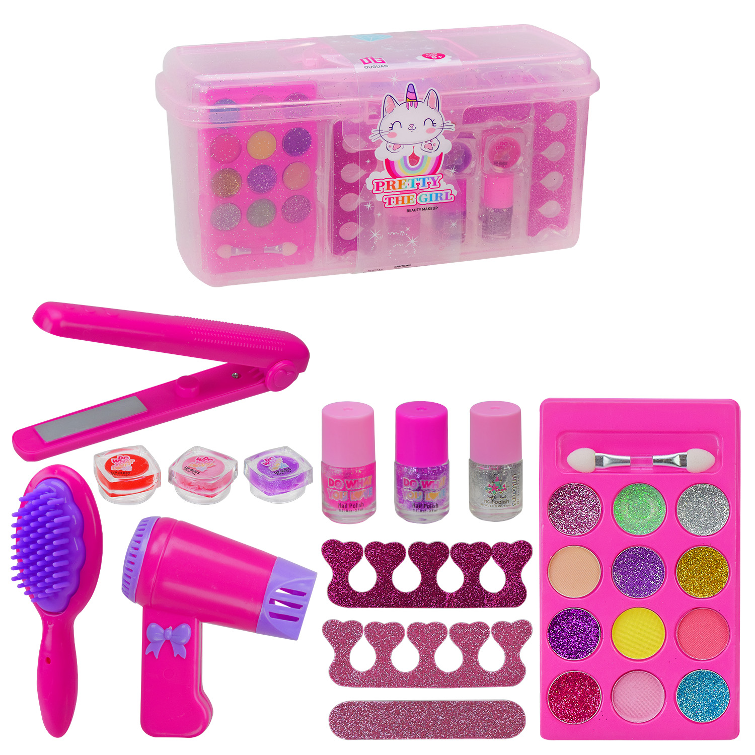 Дитяча косметика: тіні, помада, блиск, лак та аксесуари для волосся, у валізці 22х8х24 см