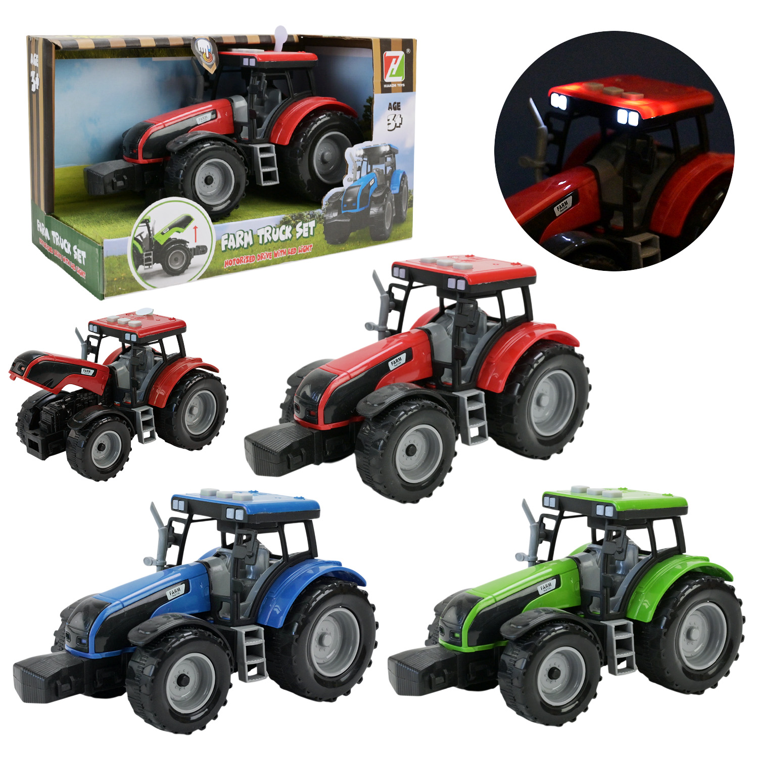 Трактор 20 см зі світлом та звуком, на батарейках, в асортименті, у коробці 23х15х11 см