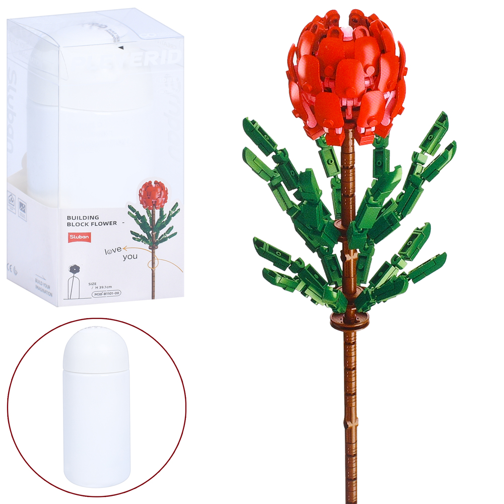 Конструктор «Квіти.Тібухіна урвілля» 39,1 см на 187 деталей у колбі, у коробці 9,5х22х9,5 см, SLUBAN