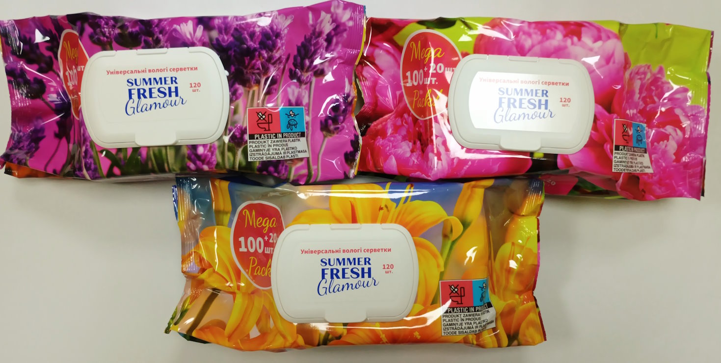 Серветки вологі «Summer Fresh Glamour» універсальні 120 шт, в асортименті