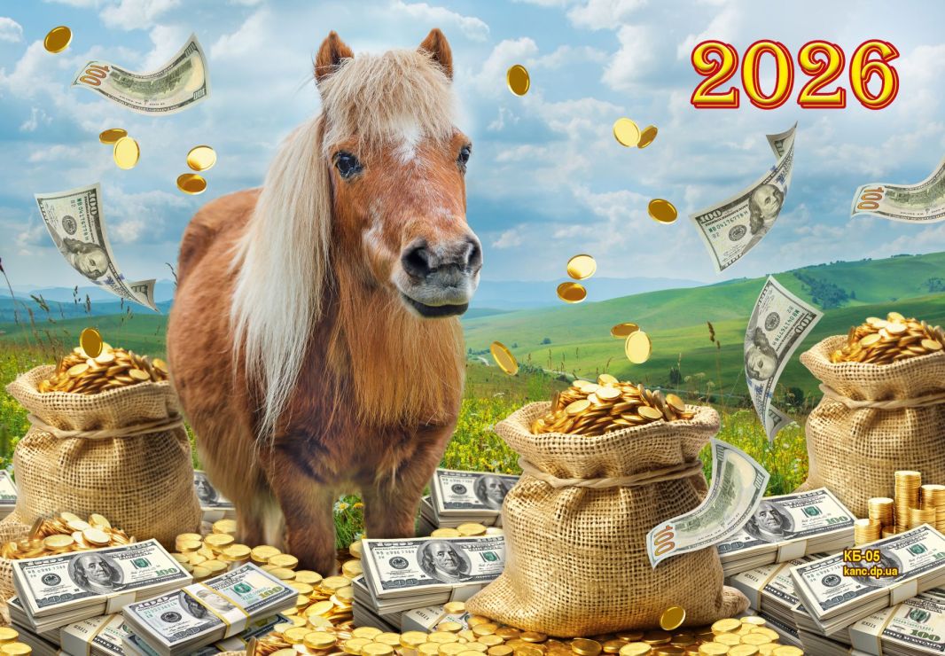 Календар квартальний «Конячка у золоті» 31х42 см 3 в 1 на 1 пружину