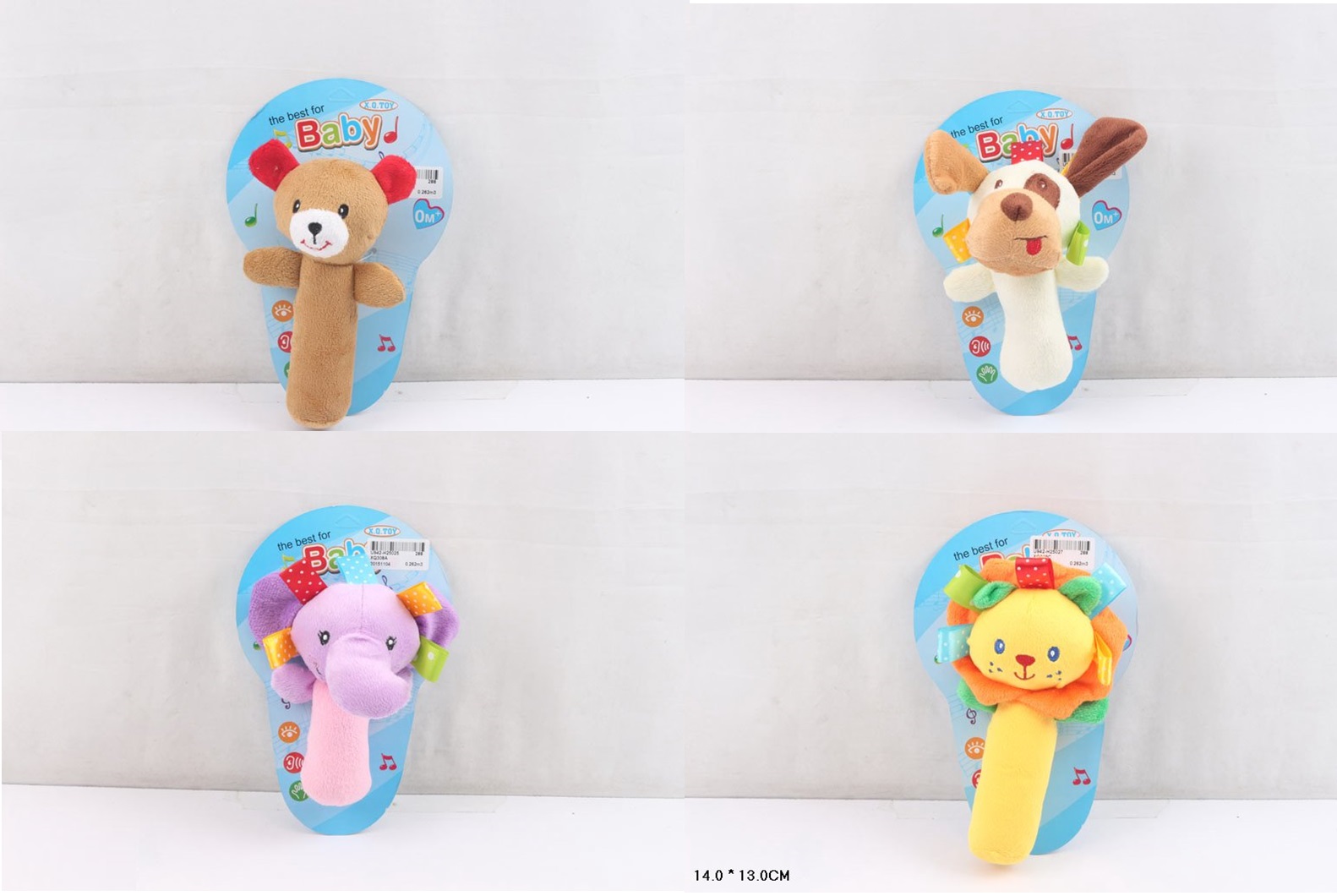 Брязкальце в ручку м'яке, в асортименті, на планшетці 13х14 см