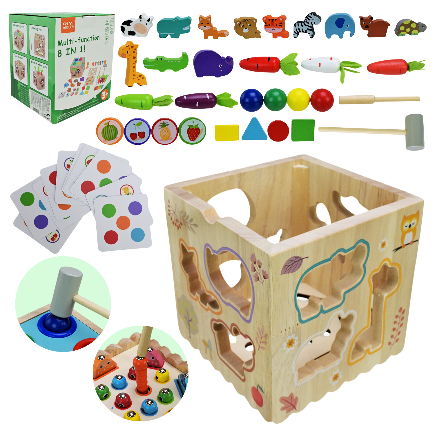 Куб-сортер 13,5х13,5х16 см дерев'яний, у коробці 14х14х16,5 см