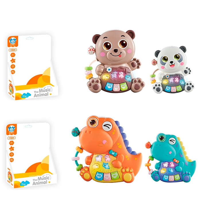 Піаніно 14х15х5 см музичне зі світлом та звуками тварин, на батарейці, в асортименті, у коробці 16х21х6 см