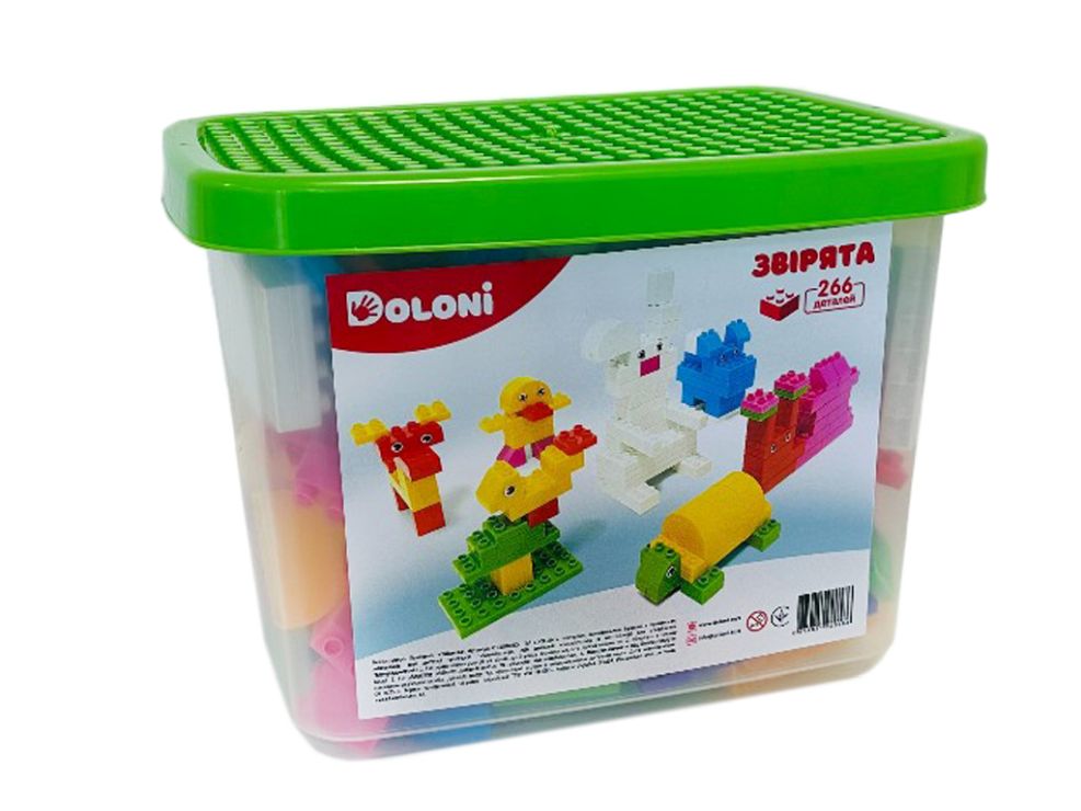 Конструктор «Звірята» на 266 деталей, у пластиковому боксі, ТМ Долоні