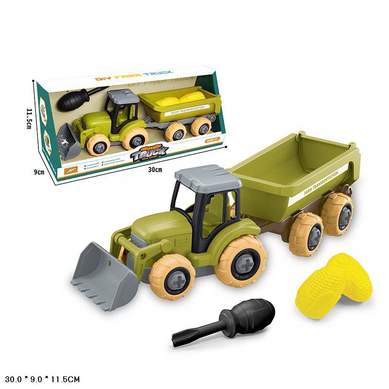 Ігровий набір: трактор та інструменти, у коробці 30х9х11,5 см