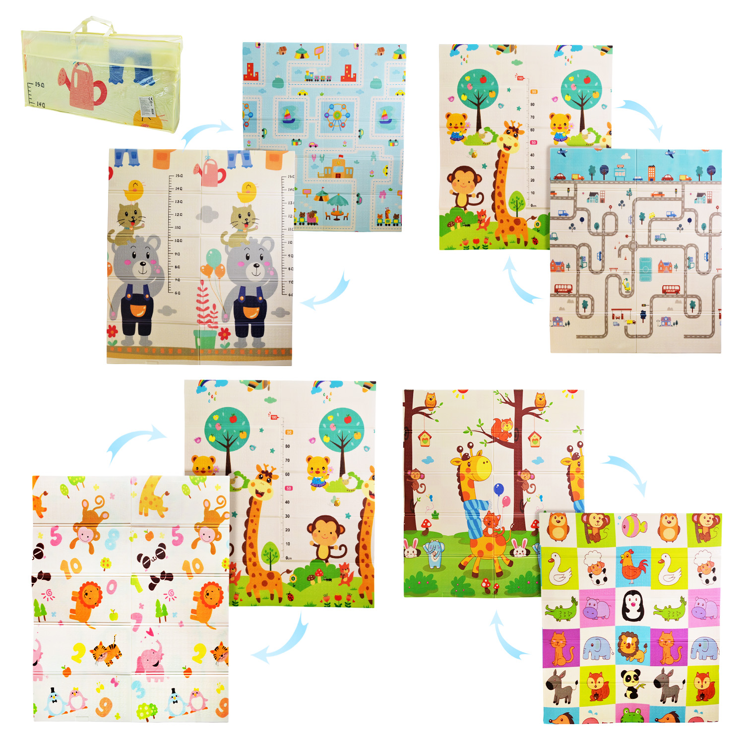 Ігровий термокилимок 180х150 см двосторонній складний з XPE, в асортименті, у сумці