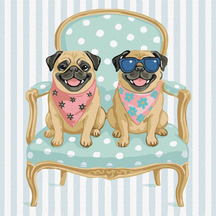 Картина за номерами «Мопси» 40х40 см, ТМ Ідейка