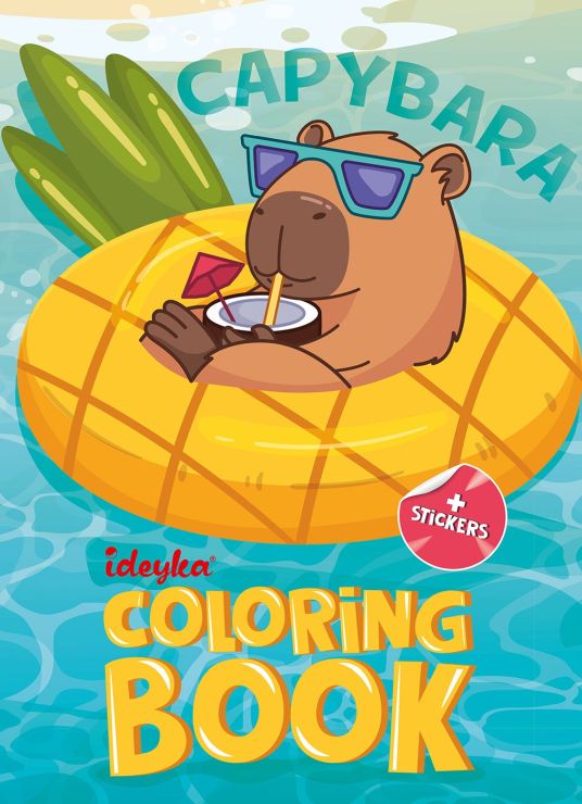 Розмальовка зі стікерами «Капібара на канікулах» на 16 сторінок з м`якою обкладинкою 21х29 см, ТМ Ідейка