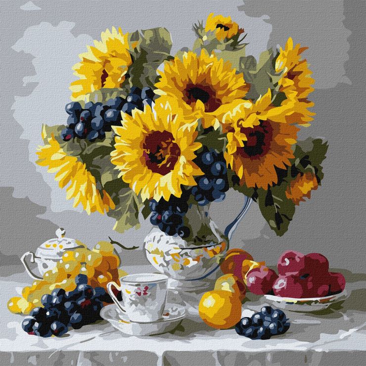 Картина за номерами «Соняшники з виноградом» 40х40 см, ТМ Ідейка