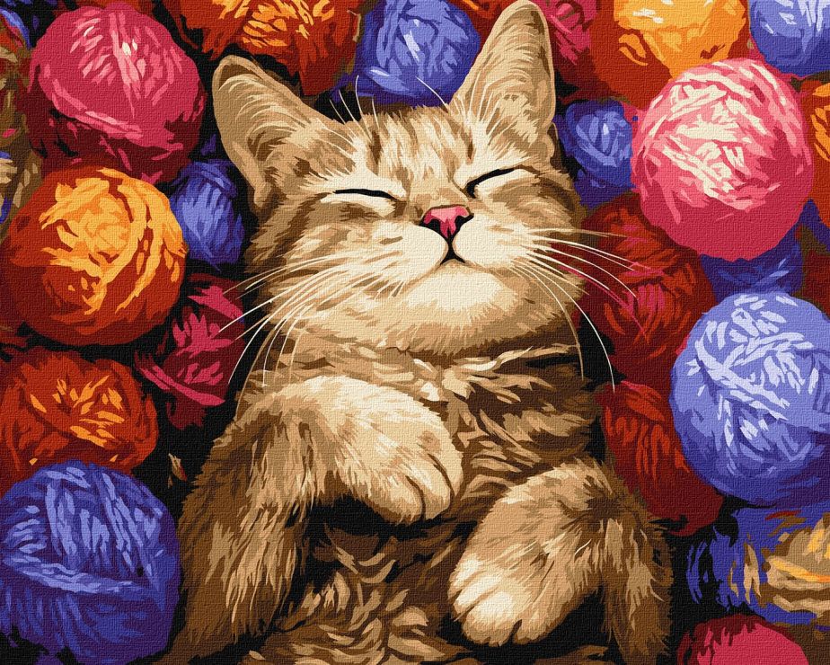 Картина за номерами «Кіт у клубочках» 40х50 см, ТМ Ідейка