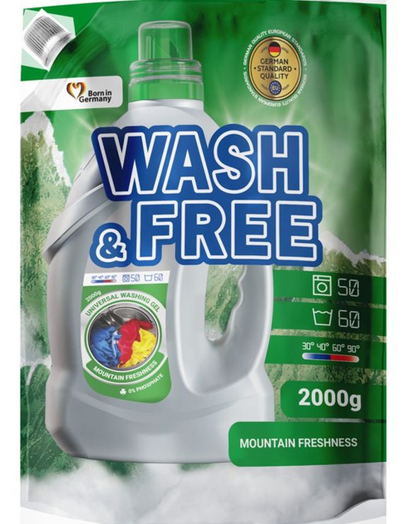Гель для прання «Гірська свіжість» 2 л дойпак, WASH&FREE