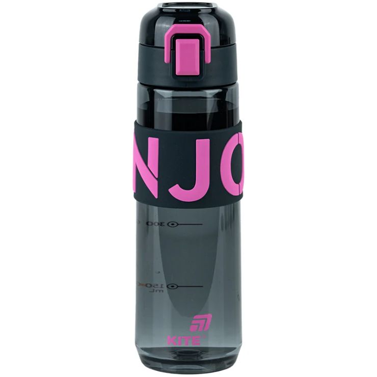 Пляшечка для води 680 мл чорно-рожева, TM Kite