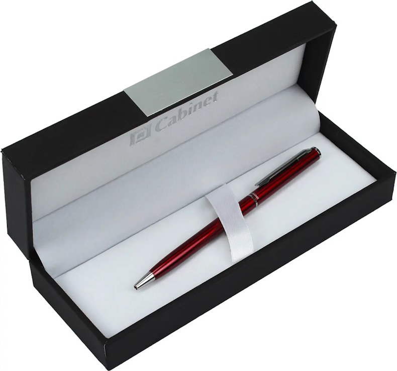 Ручка «Canoe» кулькова, корпус червоний зі сріблястим, ТМ Cabinet