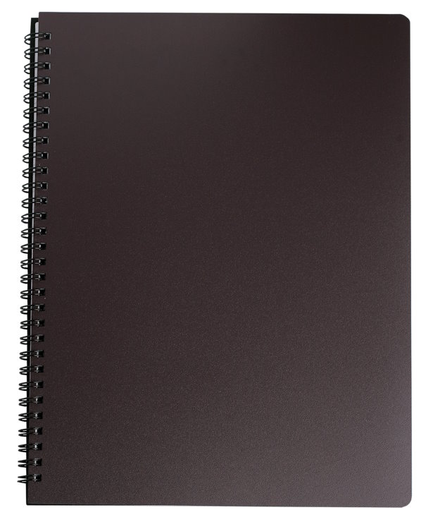 Канцелярська книга «OFFICE» А4 на 96 аркушів у клітинку з пластиковою обкладинкою на спіралі збоку, графітова, ТМ Buromax