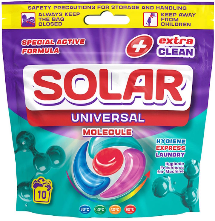 Капсули для прання «Universal MOLECULE» універсальні, 10 шт., ТМ SOLAR