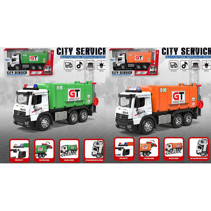 Сміттєвоз 27,5 см інерційний зі звуком, світлом, рухомими тагумовими деталями, на батарейці, в асортименті, у коробці 39,5х21х11 см