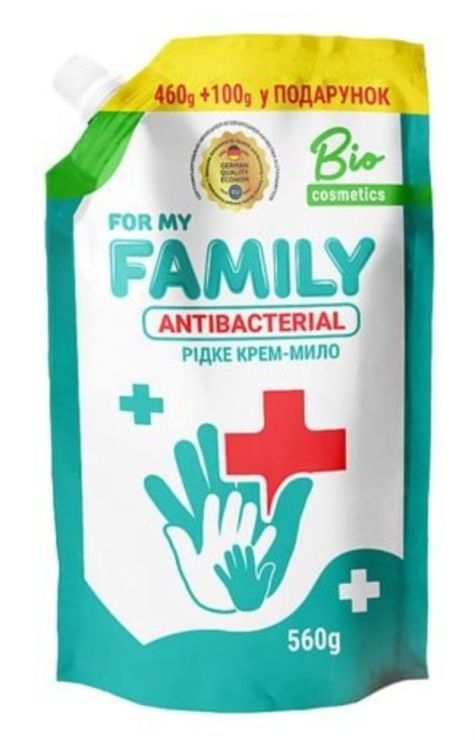 Крем-мило рідке «Антибактеріальне» 560 мл дойпак, ТМ For my FAMILY