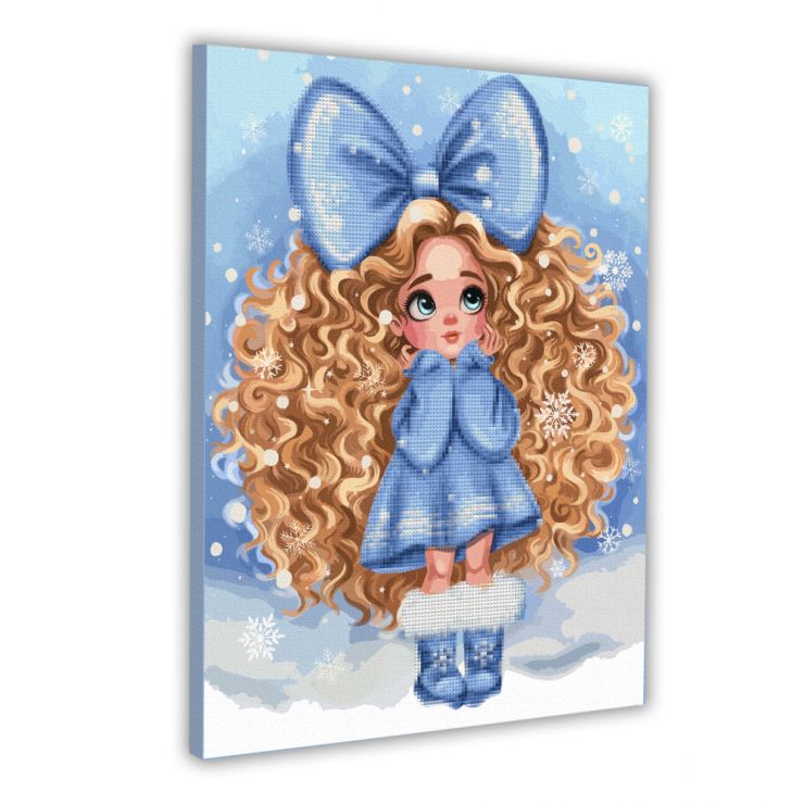 Картина за номерами з алмазною мозаїкою «Дівчинка з бантом» 40х50 см, ТМ SANTI