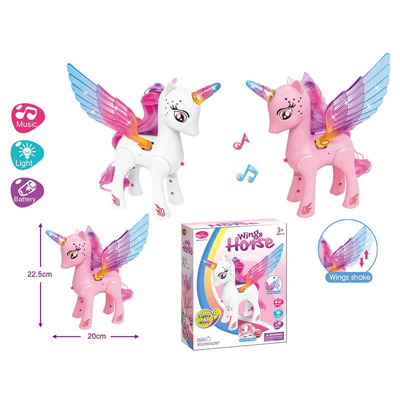 Конячка з музикою та світлом, ходить, на батарейці, в асортименті, у коробці 22,5х20х7 см